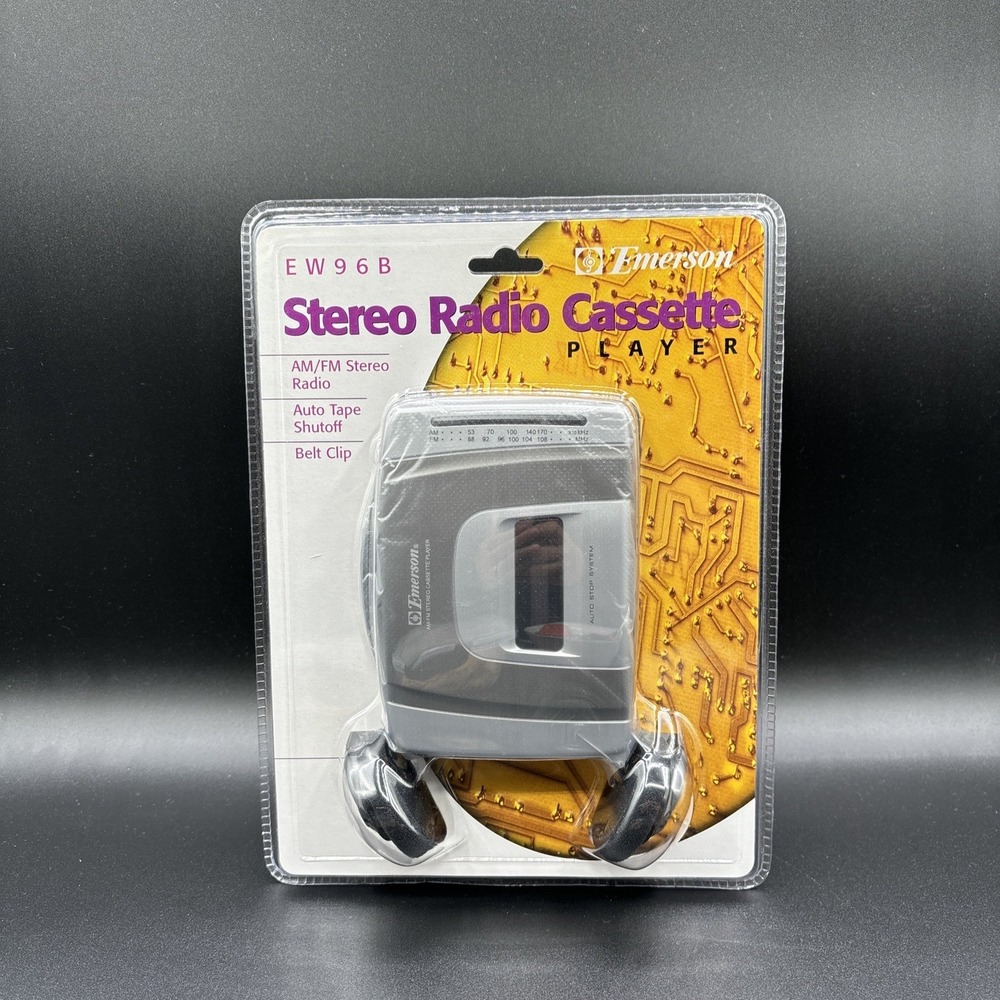 NEW Emerson AM/FM Stereo Radio Cassette Player (EW96B) Headphones Factory Sealed